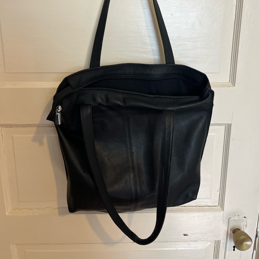 Black Leather Oxfam Tote Bag